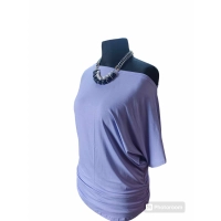 Tunika z krótkim rękawem kimono z dekoltem w łódkę - kolor liliowy